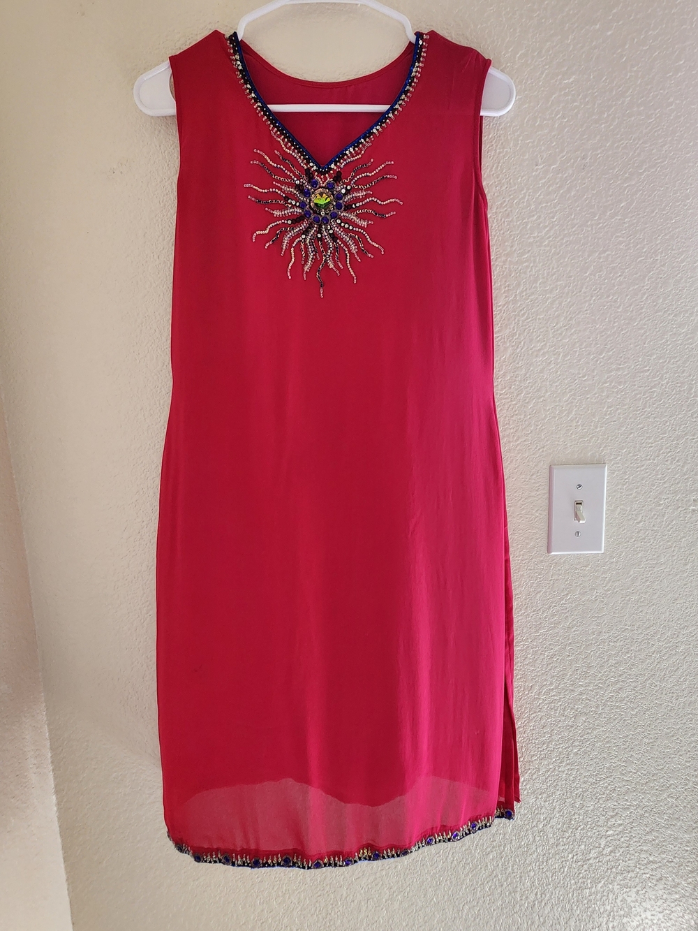 Whimisical Fuchsia Pink V-Neck Sleeveless Kurta & Pants